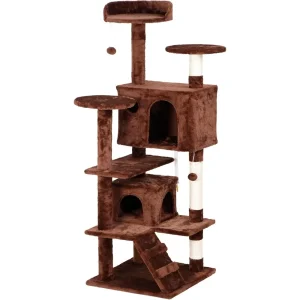 54 in Cat Tree Tower for Indoor Cats. Multi-Level Condo with Cat Bed, Scratching Post, Activity Center for Kittens