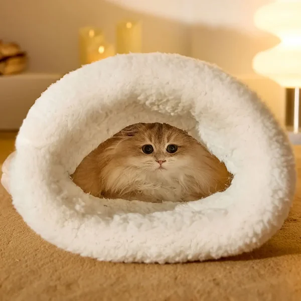 Cat Sleeping Bag Soft Plush Funny Tunnel Cat Nest Cat Cave Bed for Indoor Puppy and Kitten - Image 2