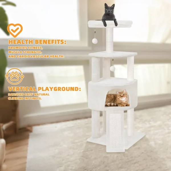 Cat Tree Tower with Big Condo for Indoor Cats,Cat Tower Activity Center Cat Furniture with Scratching Post and Hanging Bed - Image 4