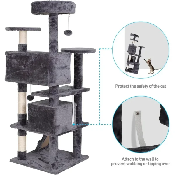 54-Inch Cat Tree Multi-Level Condo Tower Bed Furniture Kitten Play House with Scratching Posts - Image 5