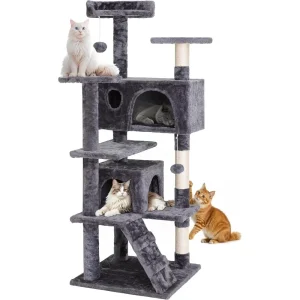 54-Inch Cat Tree Multi-Level Condo Tower Bed Furniture Kitten Play House with Scratching Posts