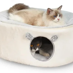 TONGYUE Cat Bed for Indoor Cats, Fluffy Cat Cave Large Enclosed Cat House Pet Bed Hammock with Removable