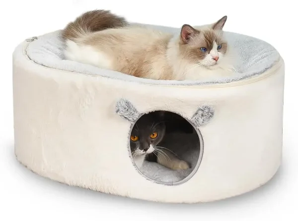 TONGYUE Cat Bed for Indoor Cats, Fluffy Cat Cave Large Enclosed Cat House Pet Bed Hammock with Removable