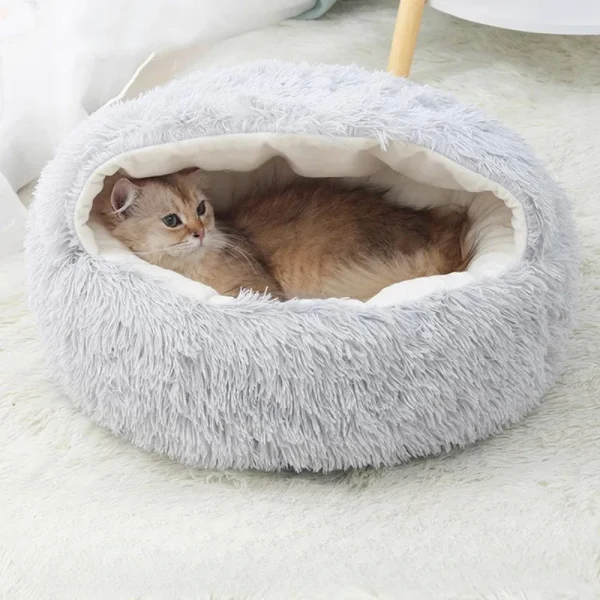 Circular Cats Nest Semi-Closed Pet Sleep Bags Living Room Small-scale Soft Shell Dog Kennel Warm Cozy Winter Warmth Cat Nests - Image 3