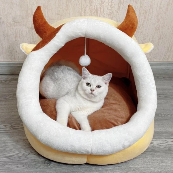 Foldable Warm and Comfortable Semi Enclosed Cat Bed Detachable and Washable Suitable for All Seasons Suitable for Dogs and Cats - Image 4