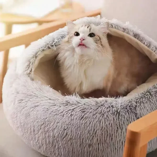 Circular Cats Nest Semi-Closed Pet Sleep Bags Living Room Small-scale Soft Shell Dog Kennel Warm Cozy Winter Warmth Cat Nests - Image 6