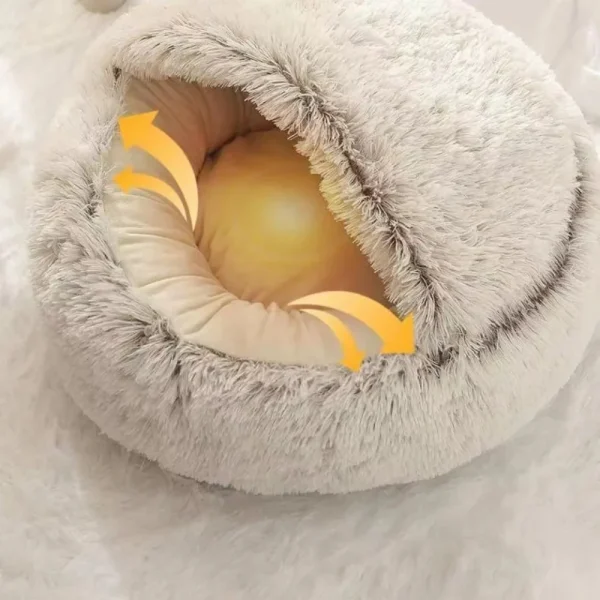 Circular Cats Nest Semi-Closed Pet Sleep Bags Living Room Small-scale Soft Shell Dog Kennel Warm Cozy Winter Warmth Cat Nests - Image 2
