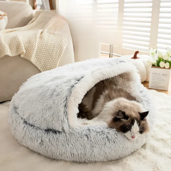 Circular Cats Nest Semi-Closed Pet Sleep Bags Living Room Small-scale Soft Shell Dog Kennel Warm Cozy Winter Warmth Cat Nests - Image 4