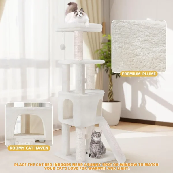 Cat Tree Tower with Big Condo for Indoor Cats,Cat Tower Activity Center Cat Furniture with Scratching Post and Hanging Bed - Image 5
